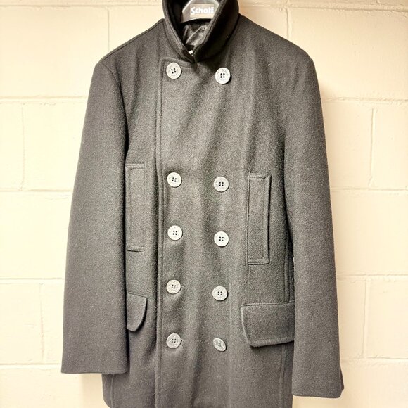 Schott Pea Coat - Men's Black Size Medium - Wool - Made in Canada - Picture 2 of 9